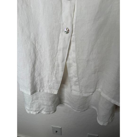 Bryn Walker Cinzia Light Linen Elastic Waist High-Low Hem A-Line Skirt White XXL - Picture 7 of 11